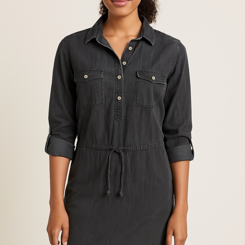 Gloria Vanderbilt Charcoal Gray Black  Denim Dress Size M - Picture 3 of 7